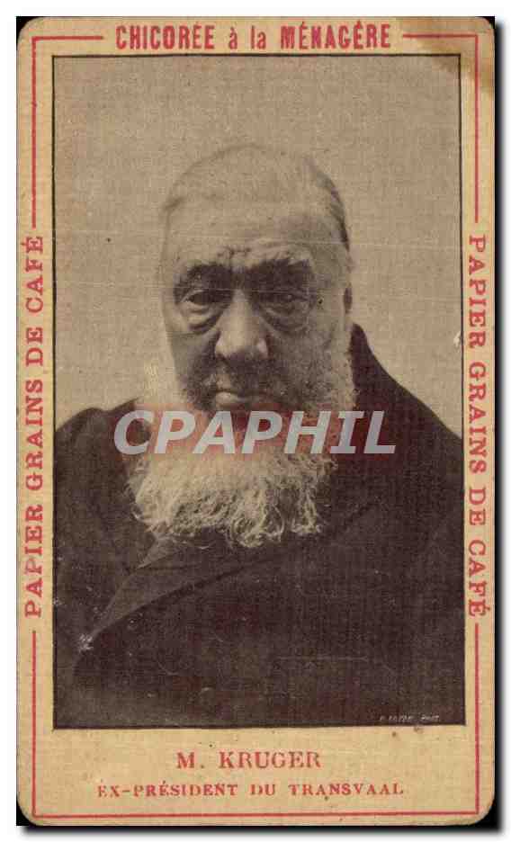 Petite carte publicitaire Chicoree a la Menagere M Kruger E President Du Transvaal — Back
