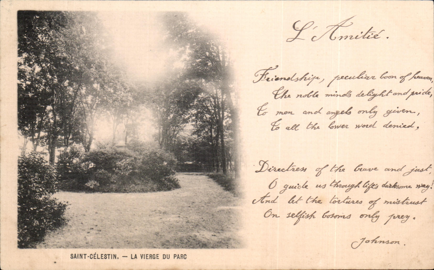 CPA Saint Celestin La Vierge Du Parc L amitie