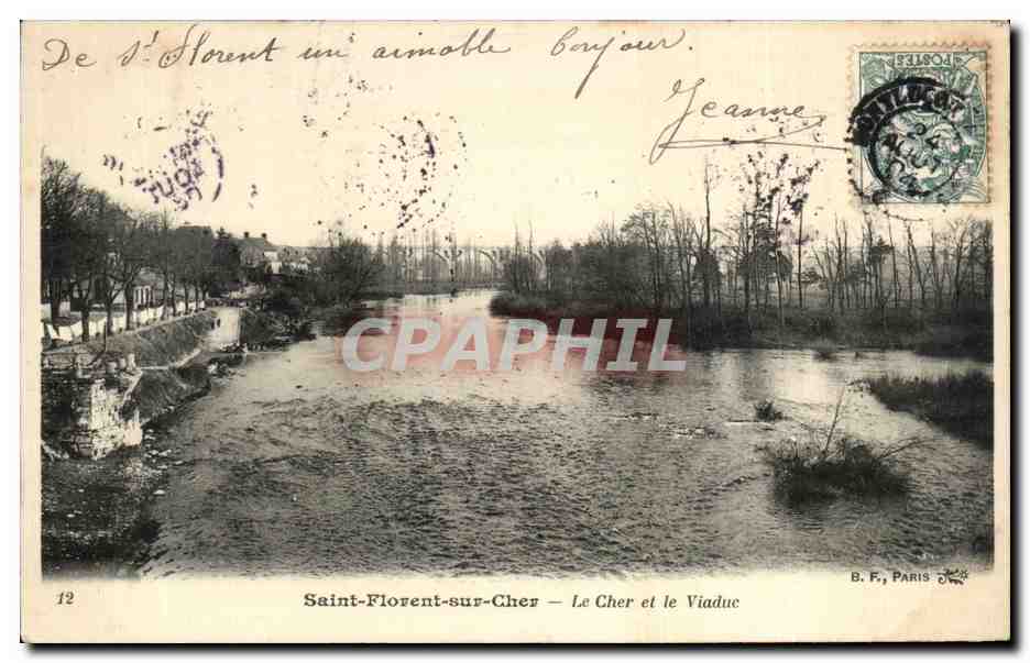 CPA Saint Florent Sur Cher Le Cher et le Viaduc