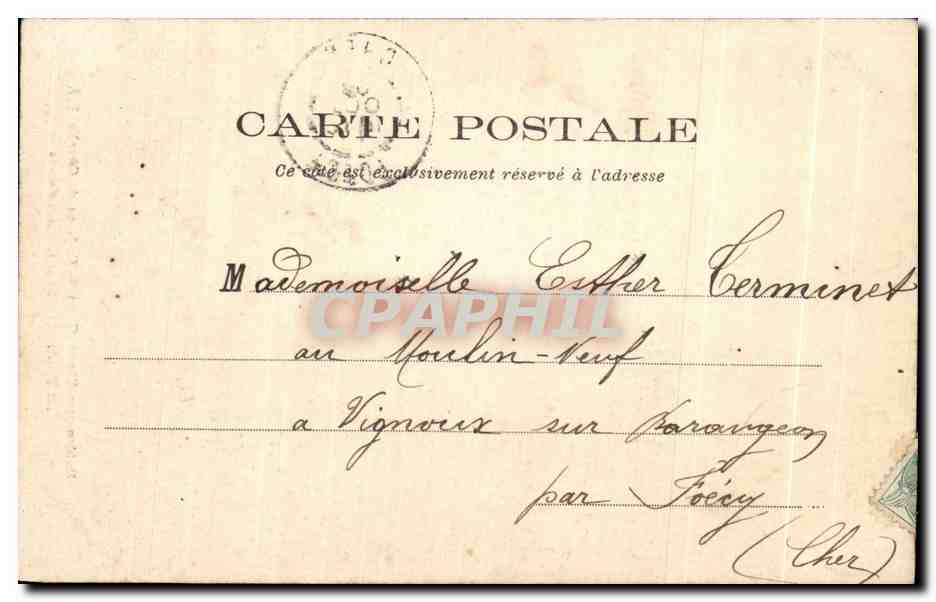 Mehun-sur-Yèvre (Cher) — Castello di Carlo VII. La Torre restaurata e il Sentiero d'accesso — Imp. Laussédat, Châteauneuf — Verso