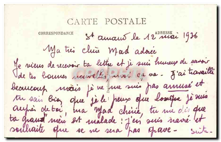 Le Cher à SAINT-AMAND — vue du fleuve entouré d'arbres — éditeur non identifié — Rückseite