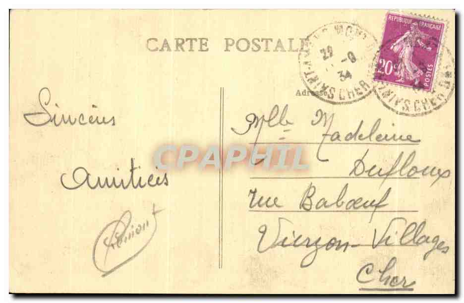 CPA St Amand Montrond Le Pont du Cher — Verso