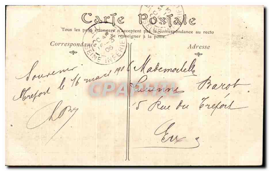 CPA Le Treport Le Jardin Public et la Rue Alexandre Papin — Rückseite
