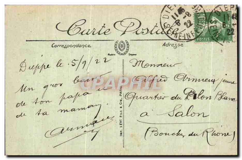 CPA Dieppe Jetee Bateau — Rückseite