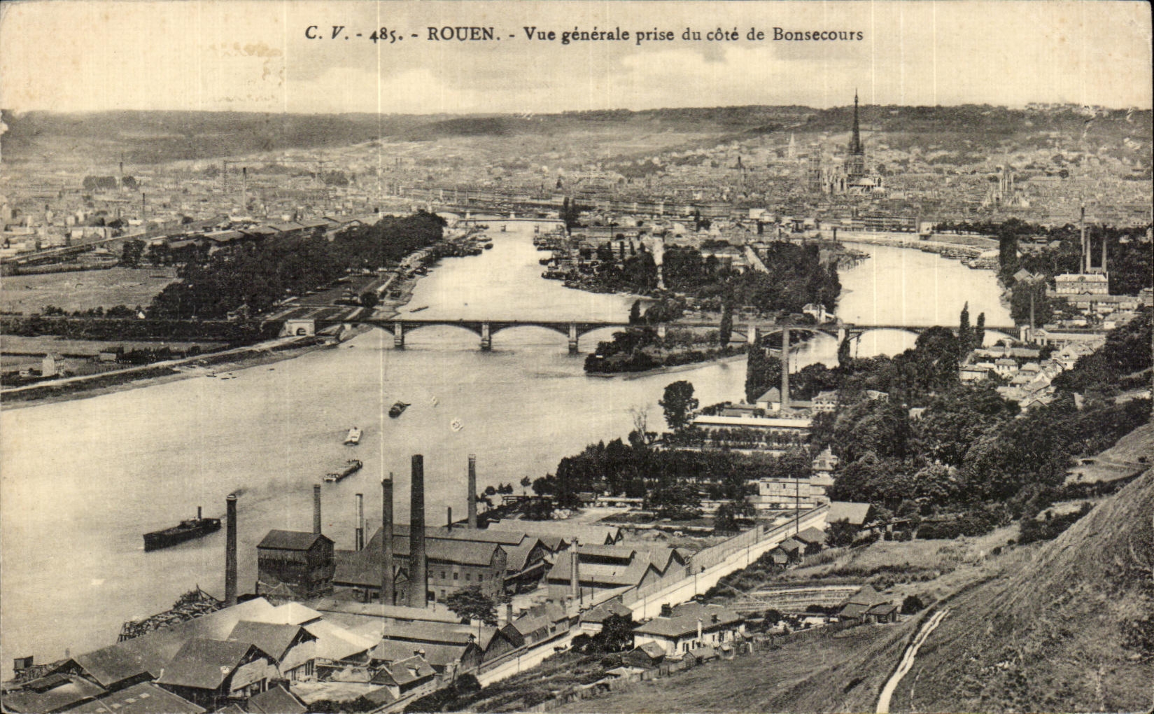 CPA Rouen Vue generale prise du cote de Bonsecours