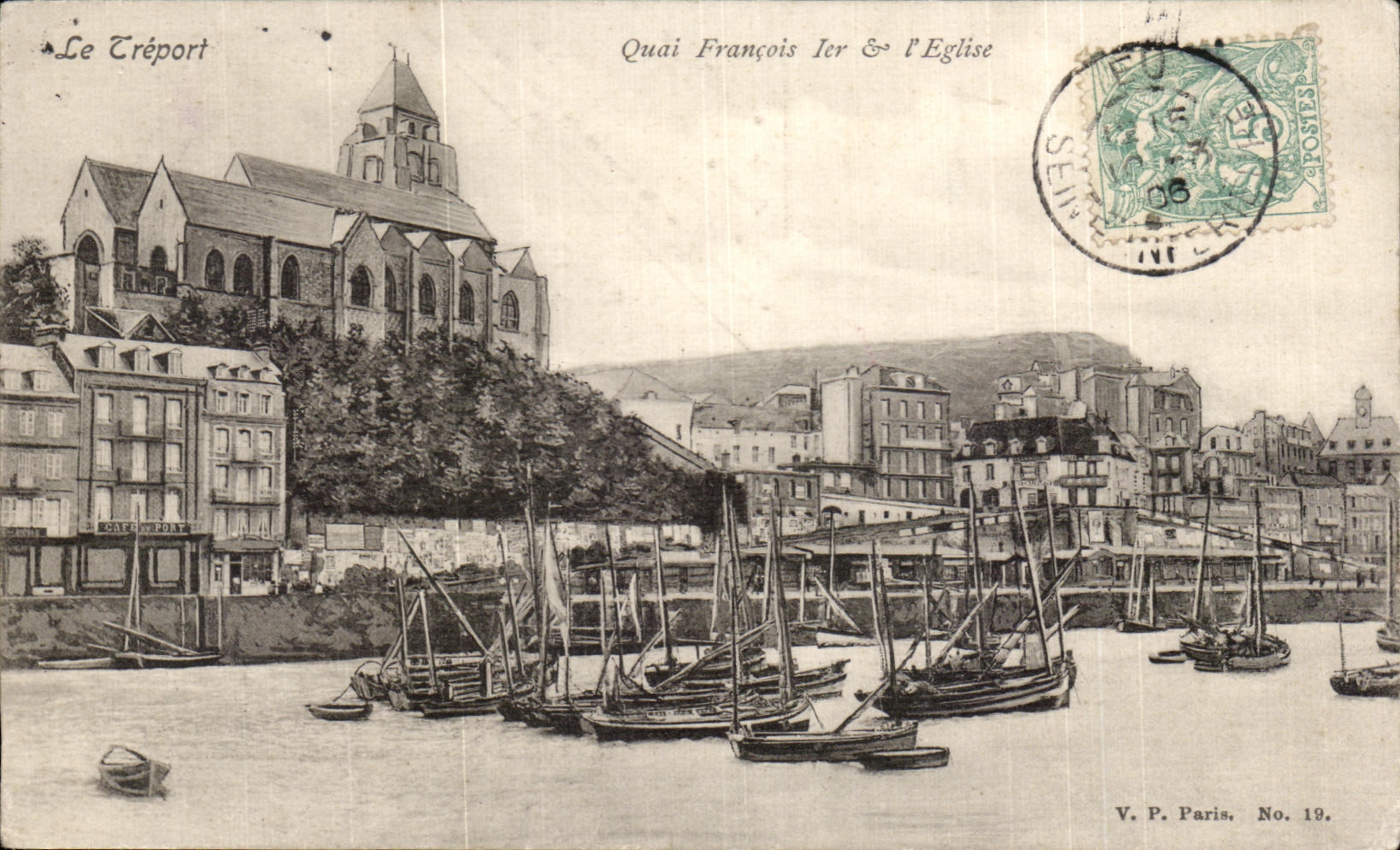 CPA Le Treport Quai Francois Ier I Eglise Bateaux