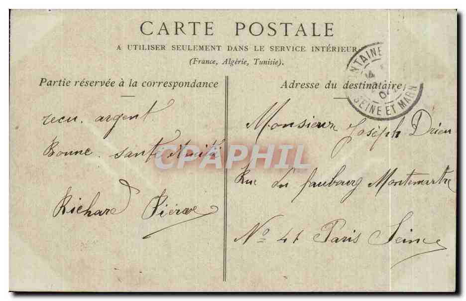 Fontainebleau — El Palacio y el Lago de las Carpes — Colección ND. Fot. n° 193 — Reverso