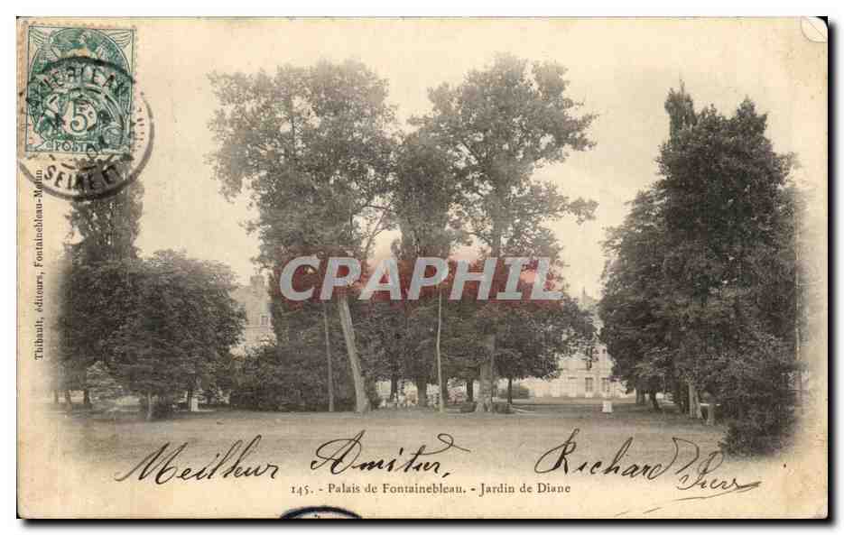 Palazzo di Fontainebleau - Giardino di Diana — Thibault, editori, Fontainebleau-Main