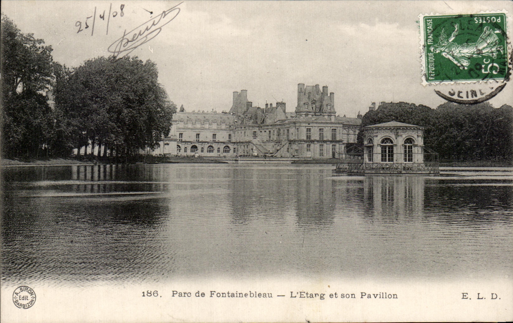 Parco di Fontainebleau — L'Étang e il suo Pavillon — Editore L. SIRON