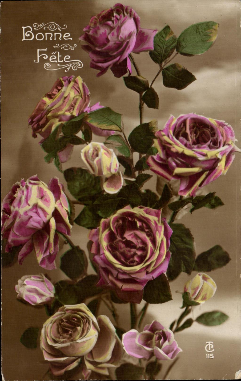 CPA Bonne Fete Roses Fleurs 