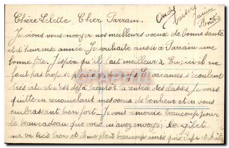 CPA Heureux Annee — Verso