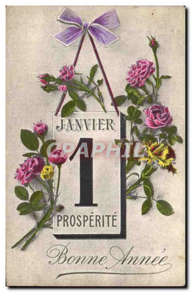 CPA Fantaisie Fleurs Prosperite Devise