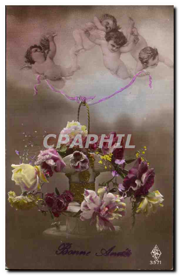 CPA Fantaisie Fleurs ange Angel