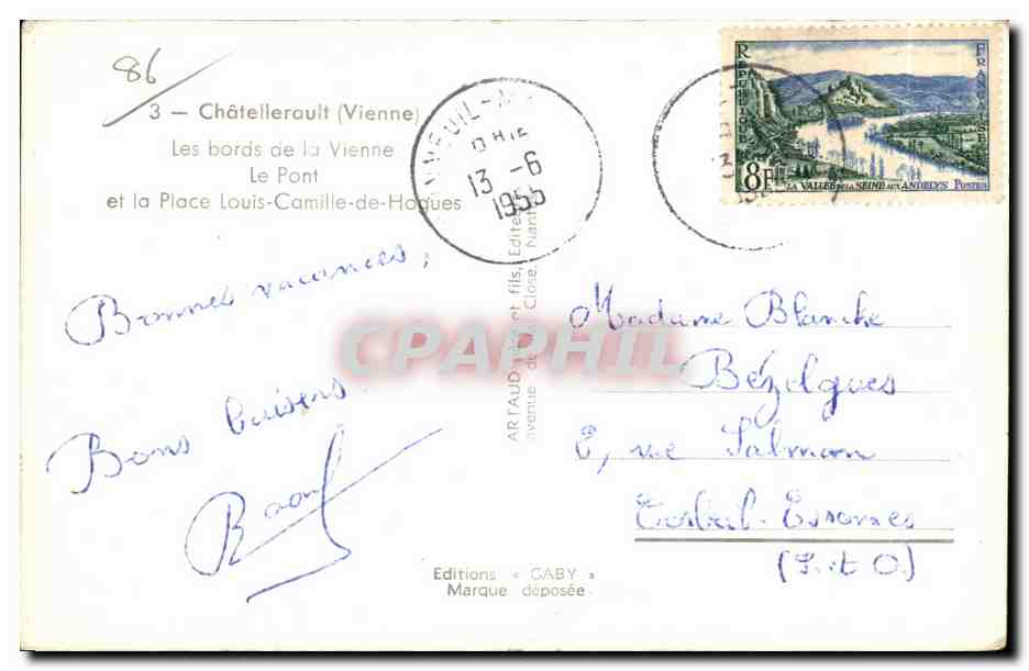 Châtellerault (Vienne) — Les bords de la Vienne et le Pont Louis-Camille-de-Haouges — Éditions Caby — Verso