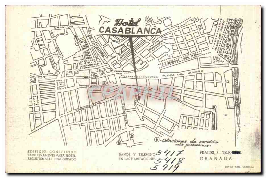 CPA Maroc Hotel Casablanca Cheval Horse Granada — Rückseite