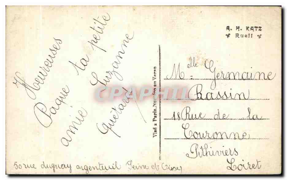 CPA Fantaisie Fleur Charite Coeur Heart — Rückseite