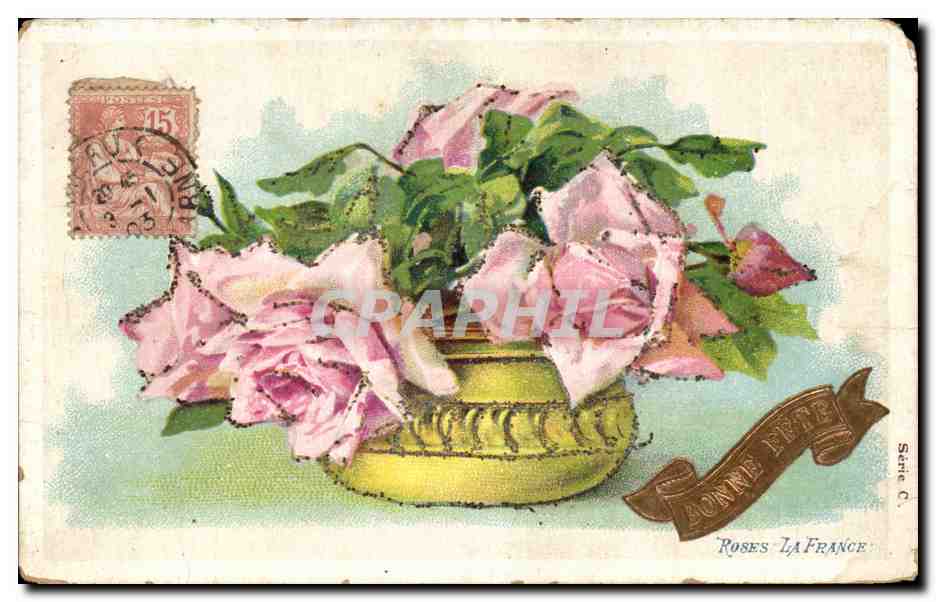 CPA Fantaisie Fleurs Roses La France