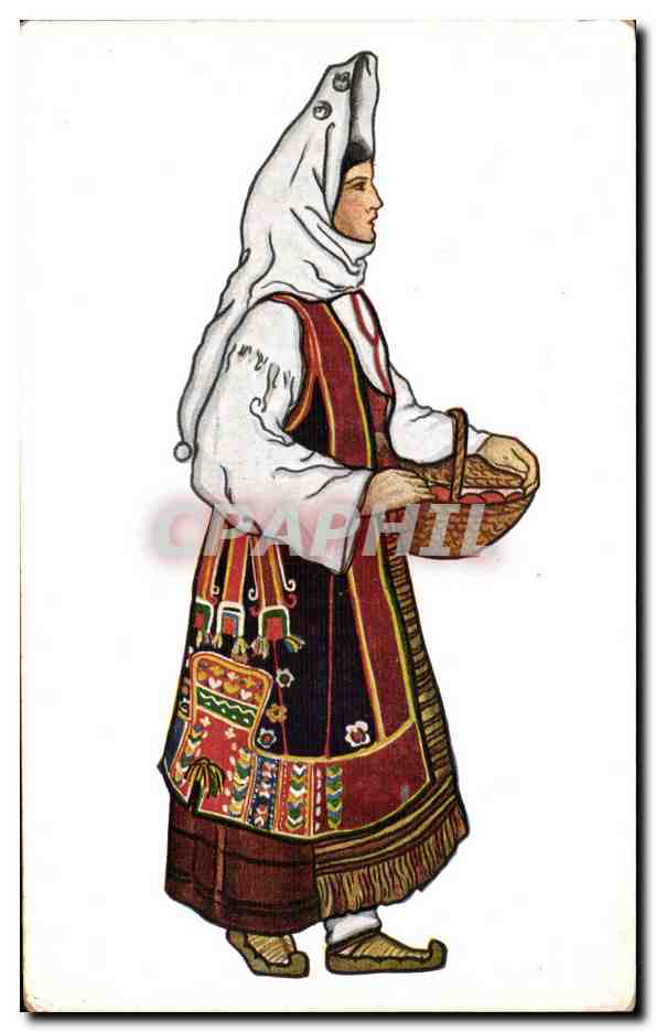 Femme en costume folklorique — Dalmatie, environs de Split — éditeur G. Turković, série II, n° 4