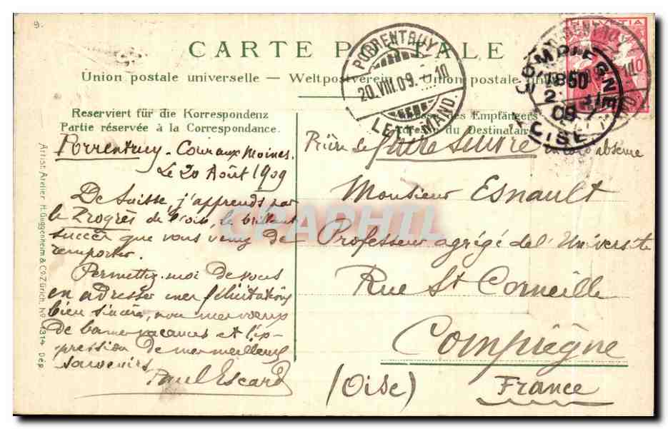 CPA Porrentruy Le Chateau — Rückseite