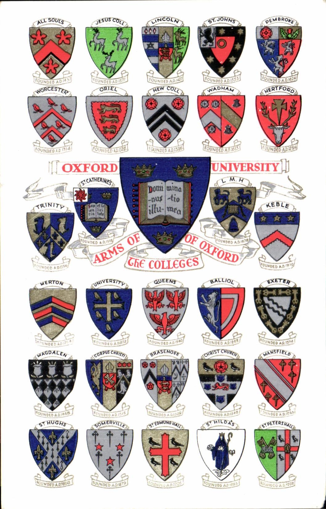 Armes des collèges d'Oxford — éditeur non visible