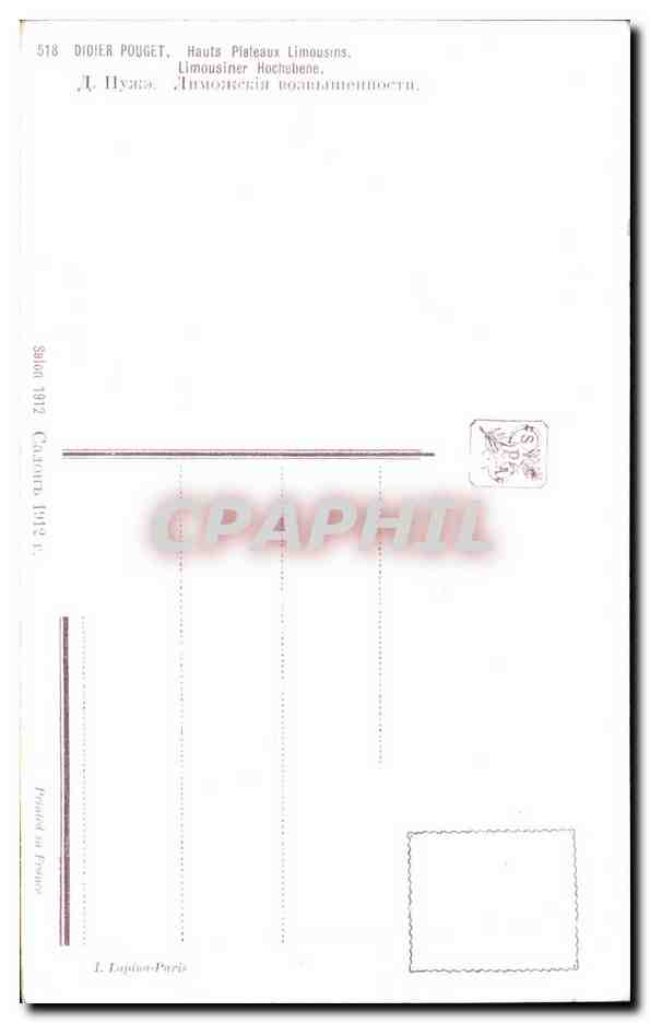 CPA Didier Pouget Hauts Plateaux Limousins — Verso