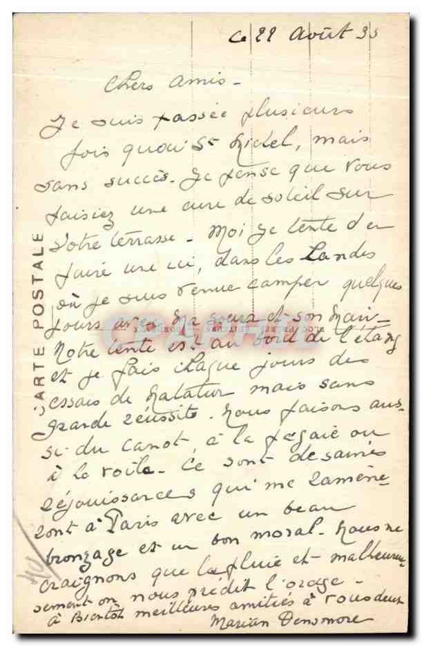 CPA Parentis en Born Coucher de Soleil a travers les Pins — Verso