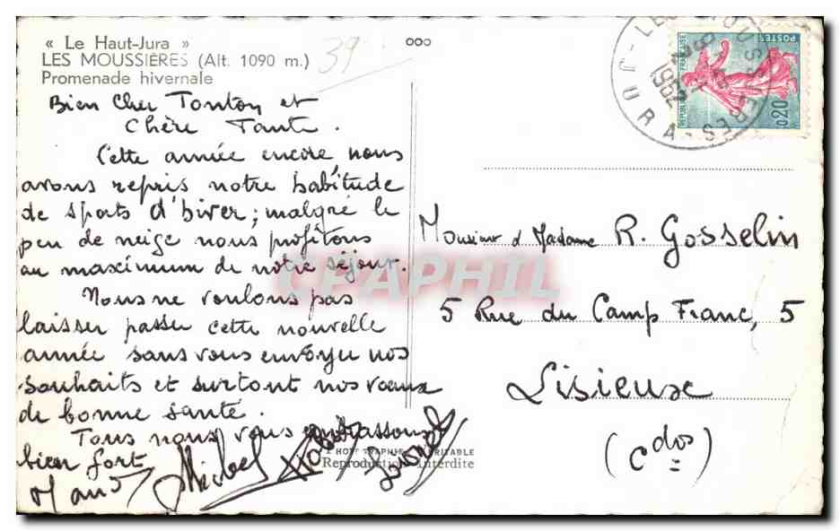 CPA Le Haut Jura Les Moussieres Promenade hivernale — Reverso
