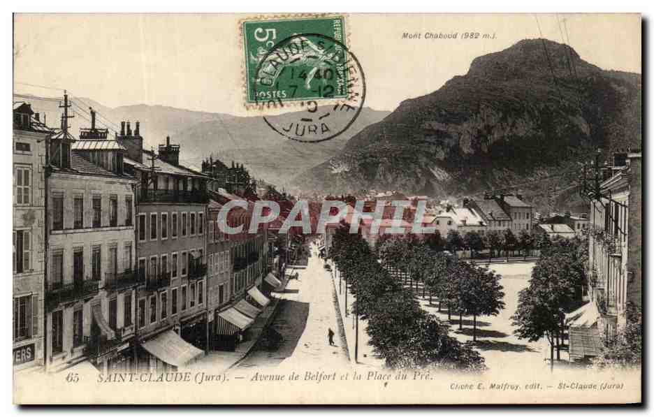 CPA Saint Claude Avenue de Belfort et la Place du Pre