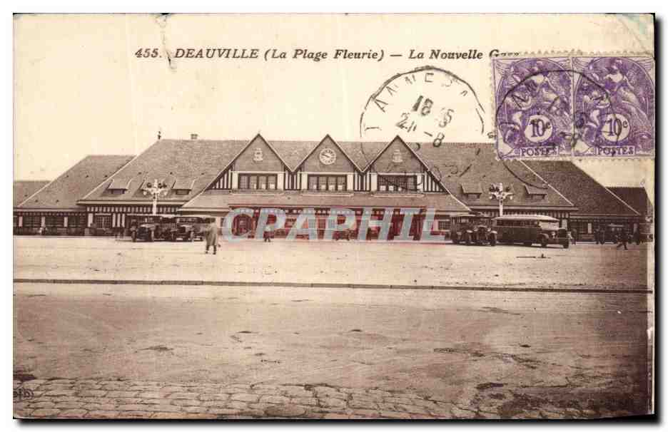 Vintage Postcard Deauville (The Flowering Beach) The New Station