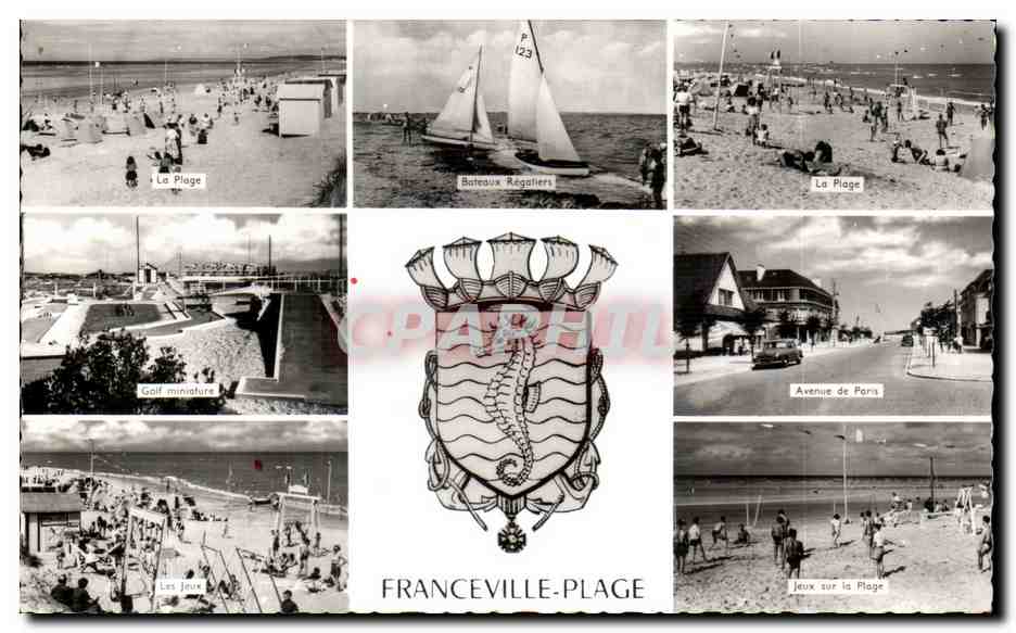Franceville-Plage — vue de la plage, bateaux, golf miniature, jeux — Éditions Caby