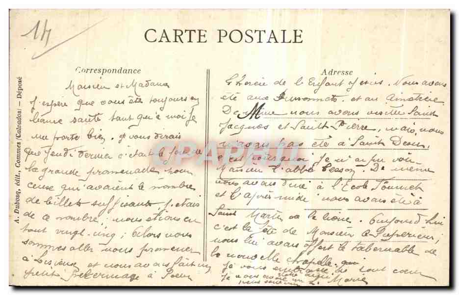 CPA College Ste Marie La Maladrerie pres Caen Le Parc — Verso