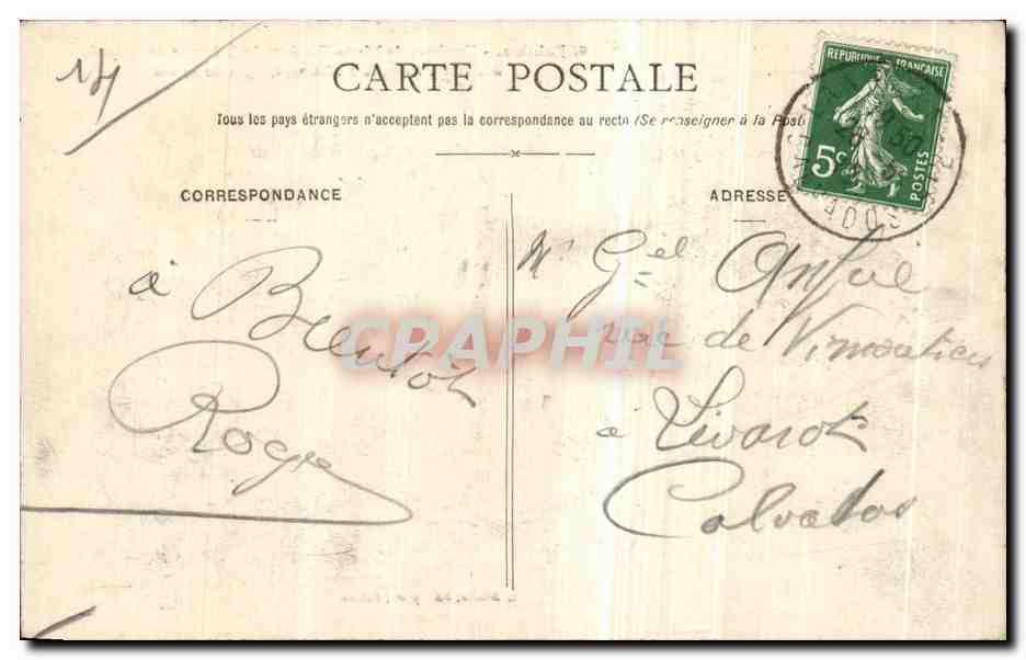 CPA Falaise Tombeau de Marie Elisabeth Joly femme de Dulomboy decedee a Paris — Verso