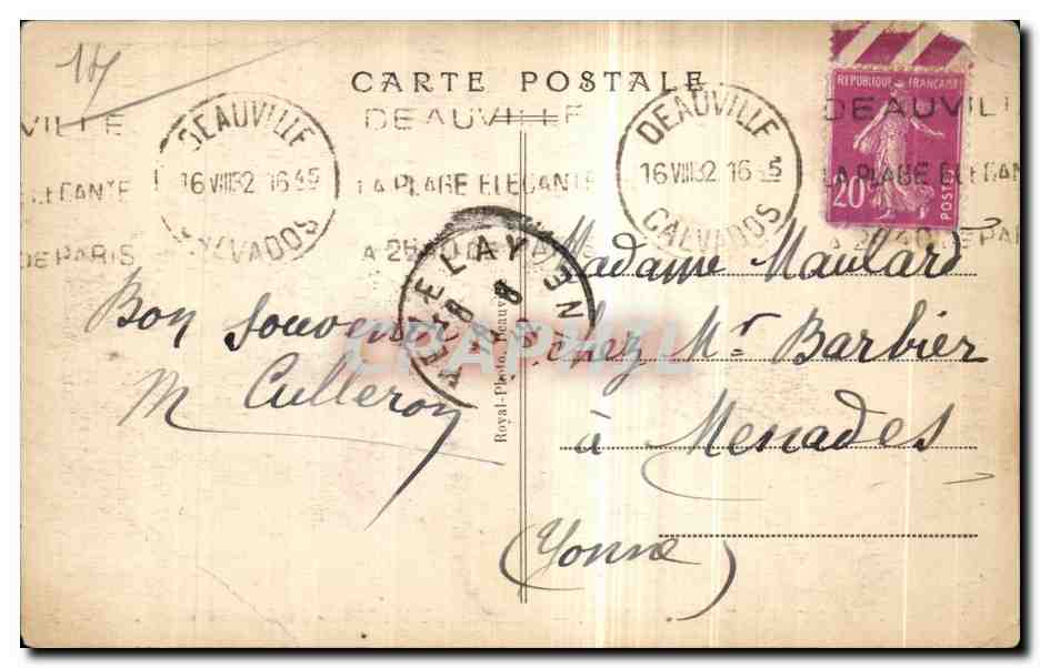 CPA Deauville Plage Fleurie Normandy Hotel La Cour Normande — Verso