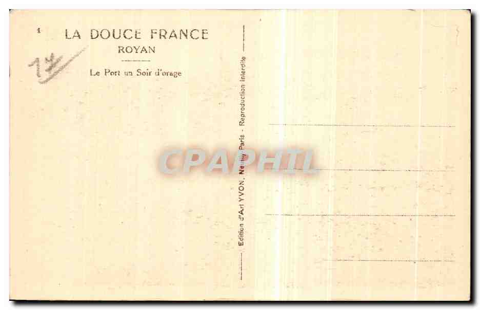 CPA La Douce France Royan Le port un soir d orage Bateaux — Rückseite