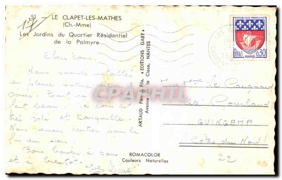 Die Gärten des Wohnviertels La Palmyre — Le Clapet-les-Mathes — Éditions Gaby, Nantes — Rückseite