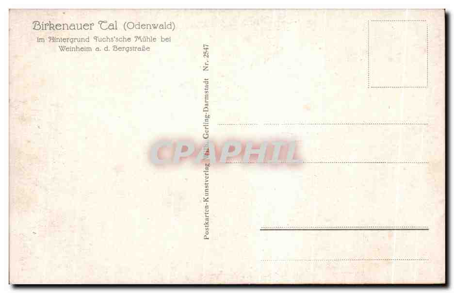 CPA Birkenauer Cal (Odenwald) im Hintergrund Tuchs sche Muhle bei Weinheim Bergstrabe — Back