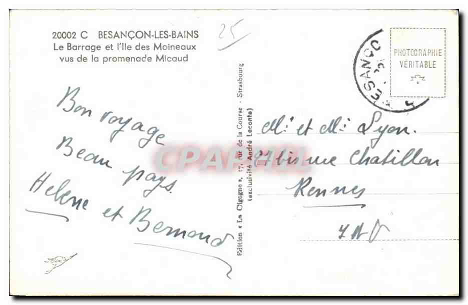 Le barrage et l'île des Moineaux — Besançon-les-Bains — Édition « La Cigogne » — Reverso