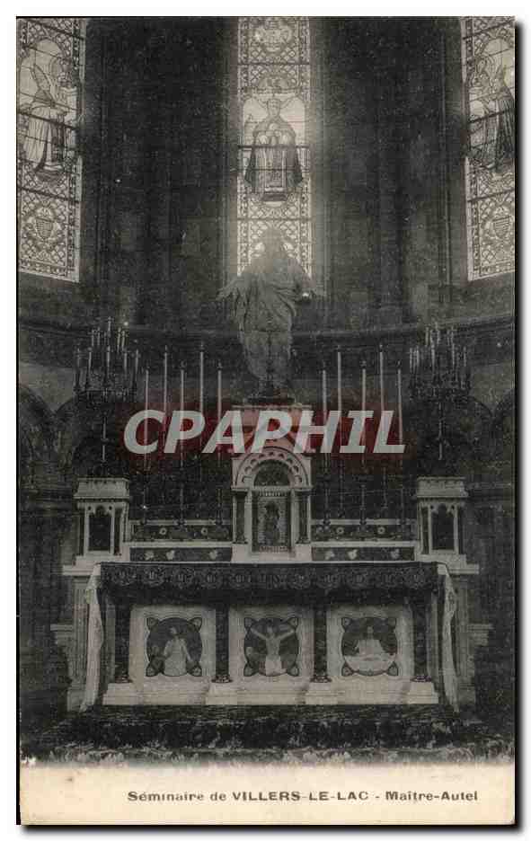 Séminaire de VILLERS-LE-LAC — Intérieur de l'église avec autel et vitraux — Maitre-Autel