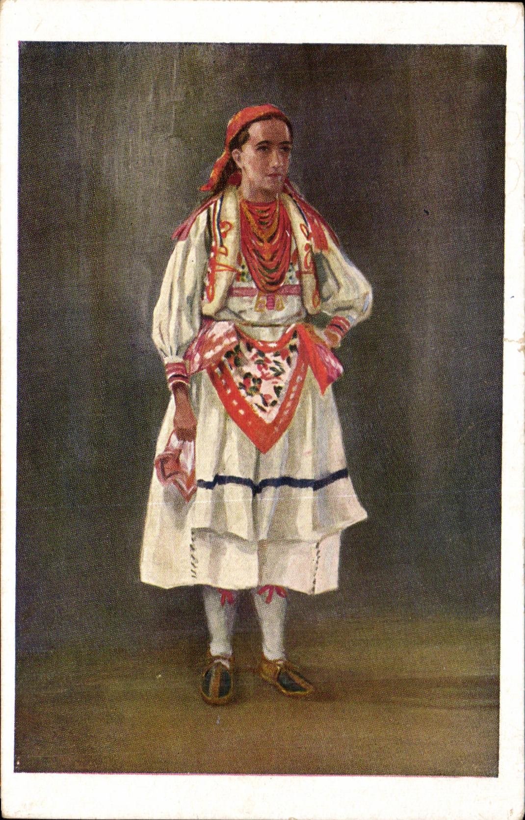 CPA Nasta Roja Pinx Seljanka Zagreb Folklore Costume Femme
