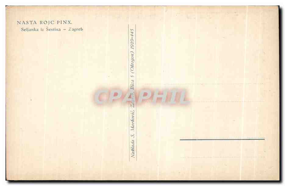 CPA Nasta Roja Pinx Seljanka Zagreb Folklore Costume Femme — Rückseite