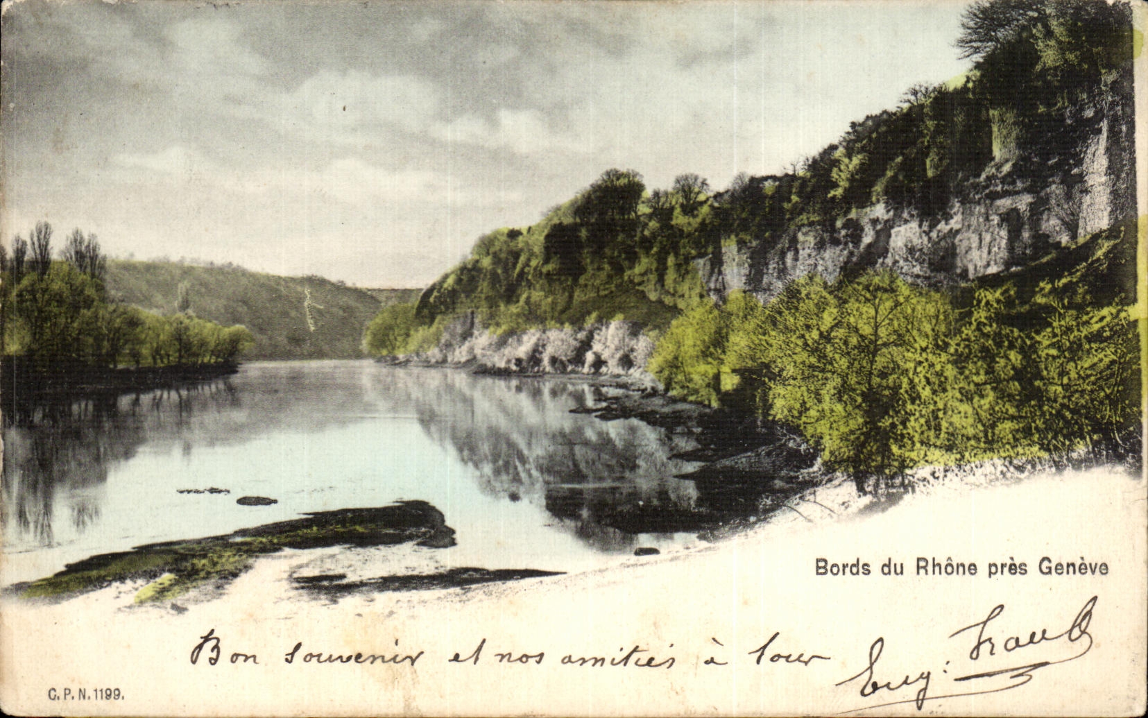 CPA Bords du Rhone pres Geneve