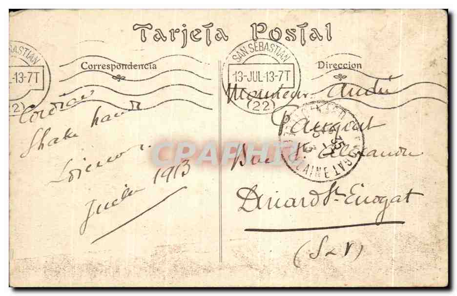 CPA San Sabastian Les Jardines de Alderdi Eder — Rückseite