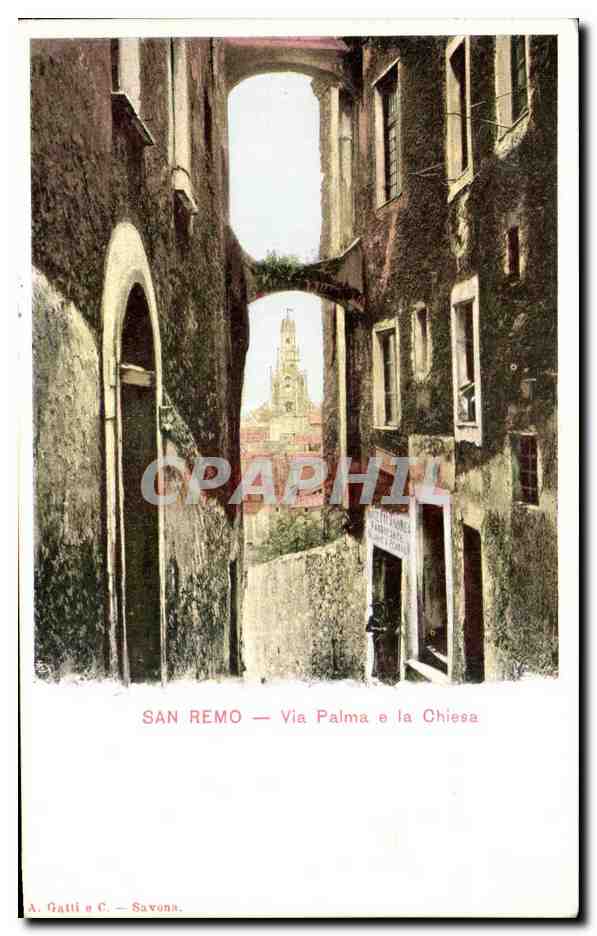 CPA San Remo Via Palma e la Chiesa