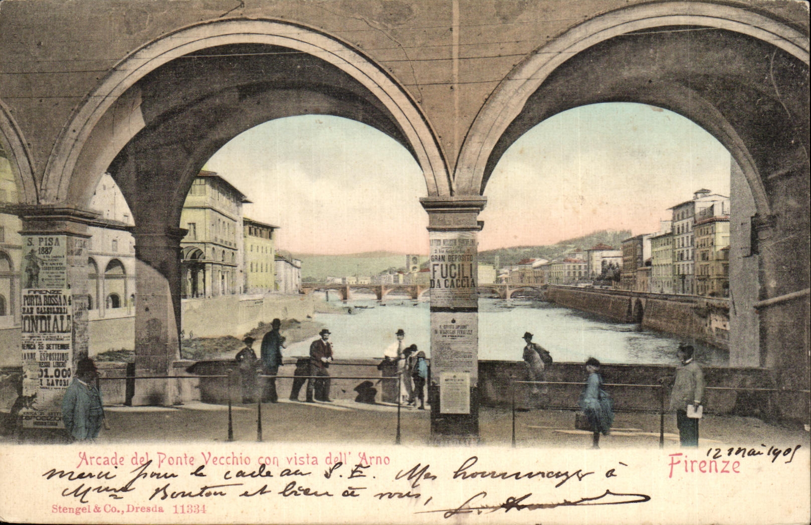 CPA Arcade del Ponte Vecchio con vista dell Arno Firenze 