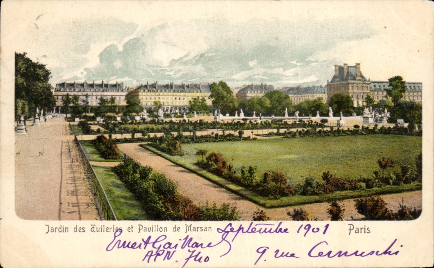 CPA Jardin des tuileries et Pavillon de Marsan Paris 