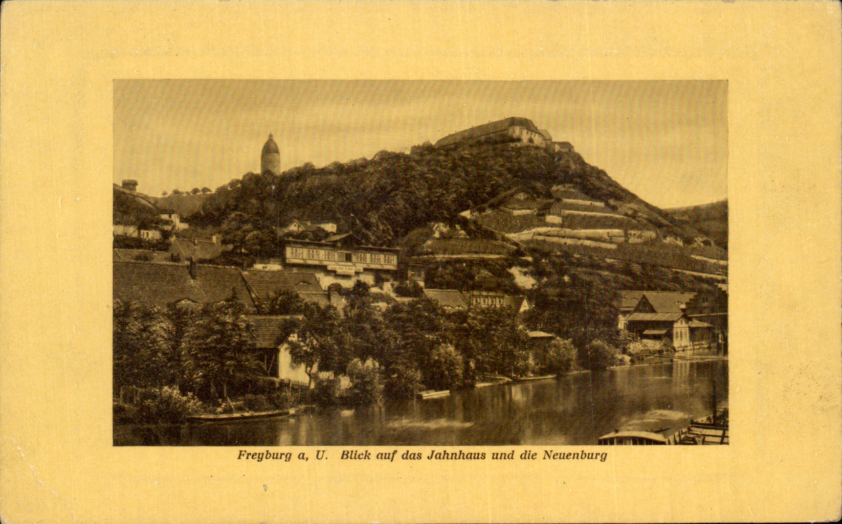 CPA Freyburg Blick auf dus Jahnhaus and die Neuenburg