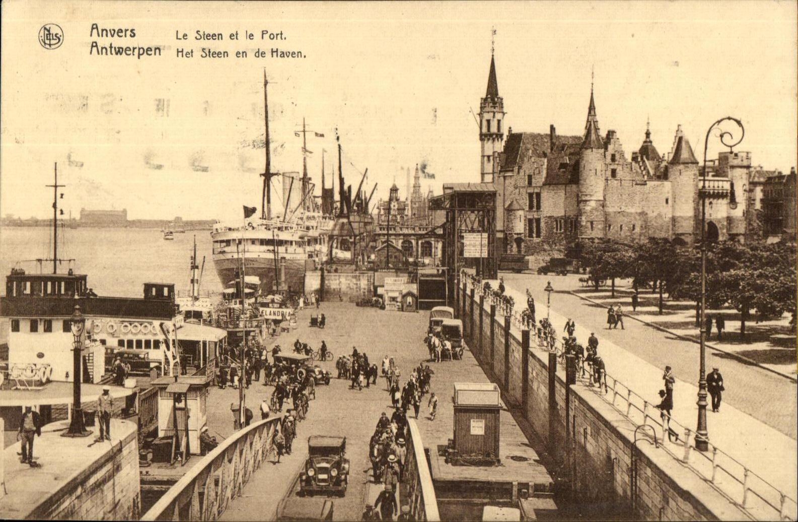 CPA Anvers Antwerpen Le Steen et le Port Hel Steen en de Haven