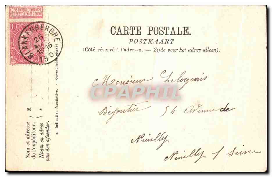 CPA Blankenberghe Les Hotels et la Digue Centrale — Rückseite