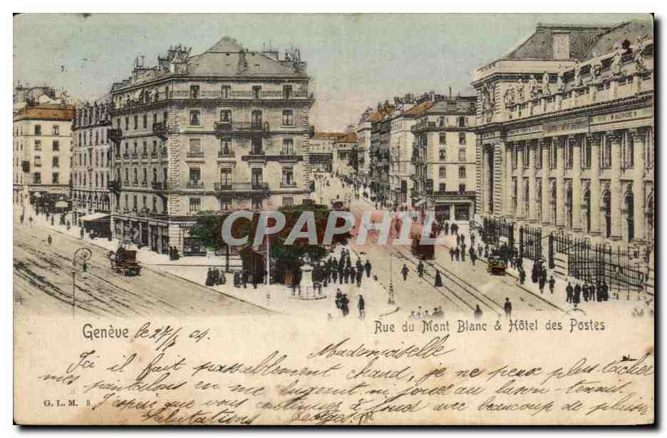 CPA Geneve Rue du Mont Blanc   Hotel des Postes