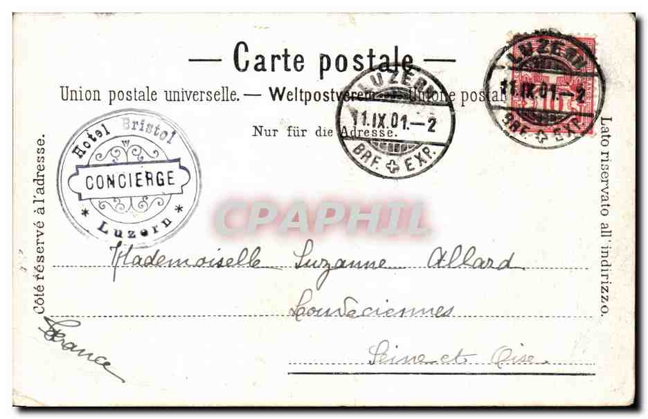Flüelen und Bristenstock — Ansicht des Sees mit Kirche — Charnaux Frères & C°, Genf, n°61 C — Rückseite